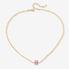 Pink Enameled Pendant Necklace