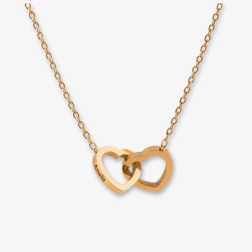 Two Hearts Engraved Necklace in Eternal Rose Gift Box