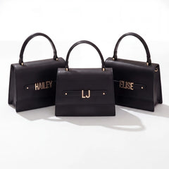 Black Evening Bag with Gold Personalised Hardware