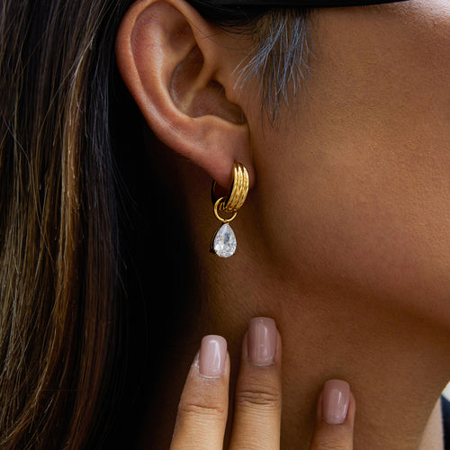Pear Diamond Hoop Earrings