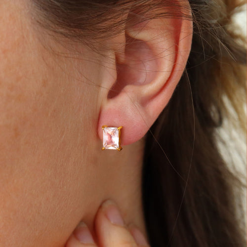 Emerald Cut Stud Earrings