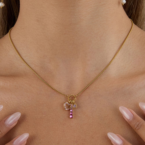 Pink Mini Heart Charm Necklace