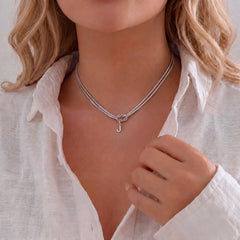 Forever Knot Choker Necklace with Initial Charm