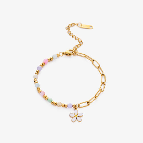 Flower Beaded Chain Bracelet