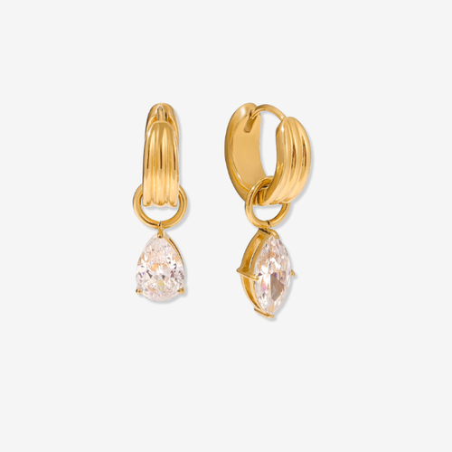 Pear Diamond Hoop Earrings