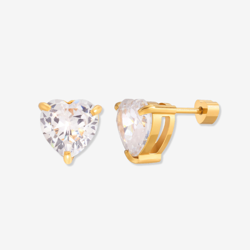 Heart-Shaped Stud Earrings