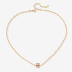 Pink Enameled Pendant Necklace