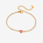 Pink Heart Tennis Bracelet
