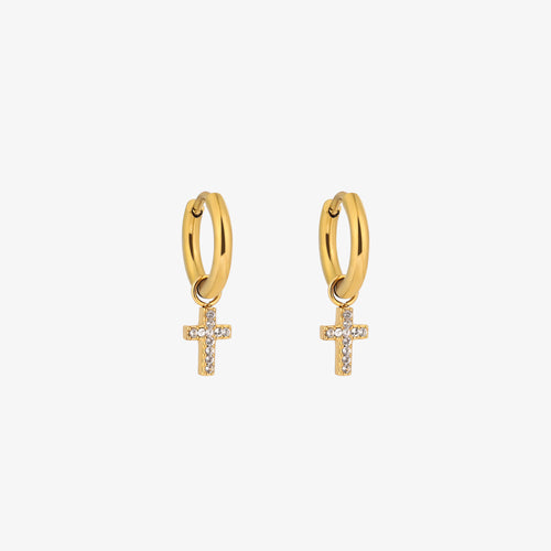 Mini Gold Cross Earrings