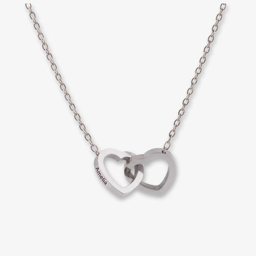 Two Hearts Engraved Necklace in Eternal Rose Gift Box