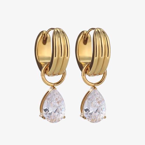 Pear Diamond Hoop Earrings