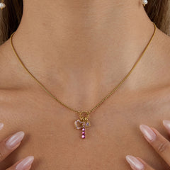 Pink Mini Heart Charm Necklace