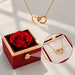 Two Hearts Engraved Necklace in Eternal Rose Gift Box