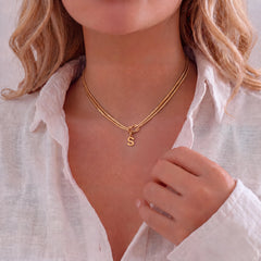 Forever Knot Choker Necklace with Initial Charm