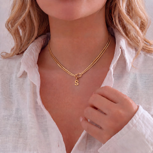 Forever Knot Choker Necklace with Initial Charm
