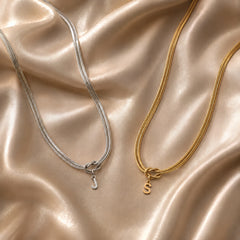 Forever Knot Choker Necklace with Initial Charm